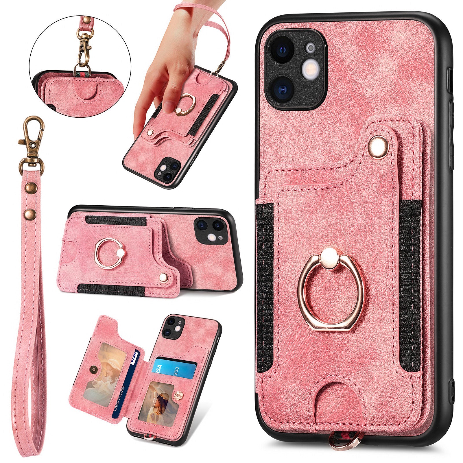 For iPhone 11 Card Holder RFID Blocking Phone Case PU Leather Coated PC+TPU Kickstand Cover For iPhone 11 Card Holder RFID Blocking Phone Case PU Leather Coated PC+TPU Kickstand Cover